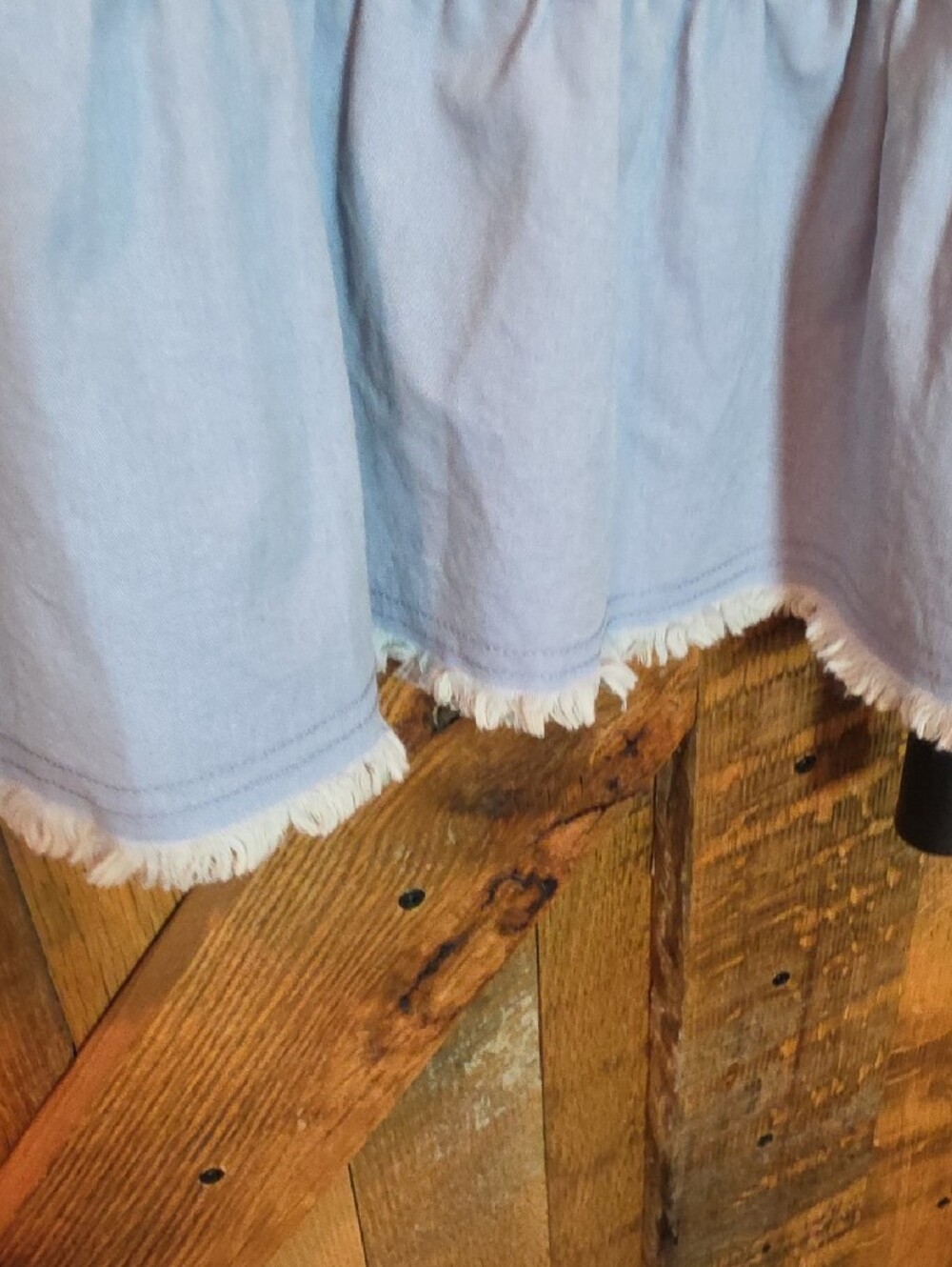 203p Sewn And Seen Tiered Ruffle-Hem Wide Leg Pants in Light Blue - Picture 11 of 12